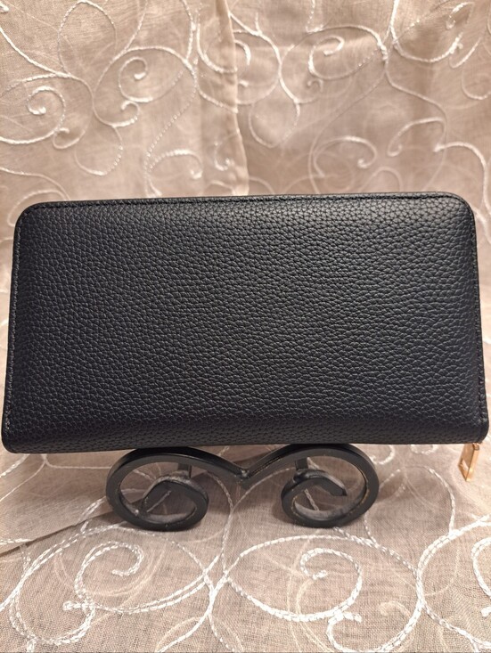 Handbags - Black Pebbled Soft Vegan Leather Zip Around/Over Wallet